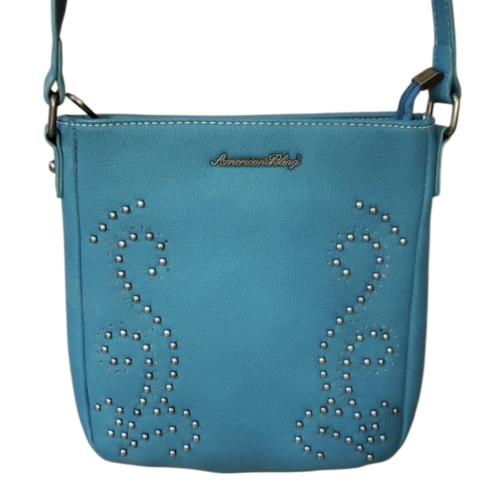 American Bling Turquoise Studded Western Crossbody Bag